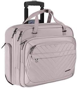 VANKEAN Rolling Laptop Bag Women with Wheels, 15.6 Inch Rolling Briefcase for Women, Water Repellent Overnight Computer Bag with RFID Pockets for Travel Business Work, Light Dusty Pink