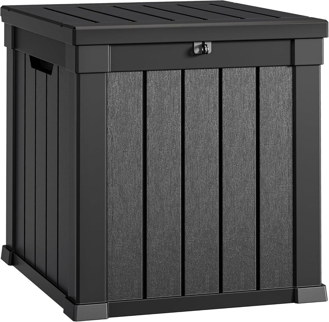YITAHOME Deck Box, 51 Gallon Weather Resistant Outdoor Storage Container for Patio Cushions, Pool Supplies, Garden Tools, Lockable Lid and Side Handles, Black