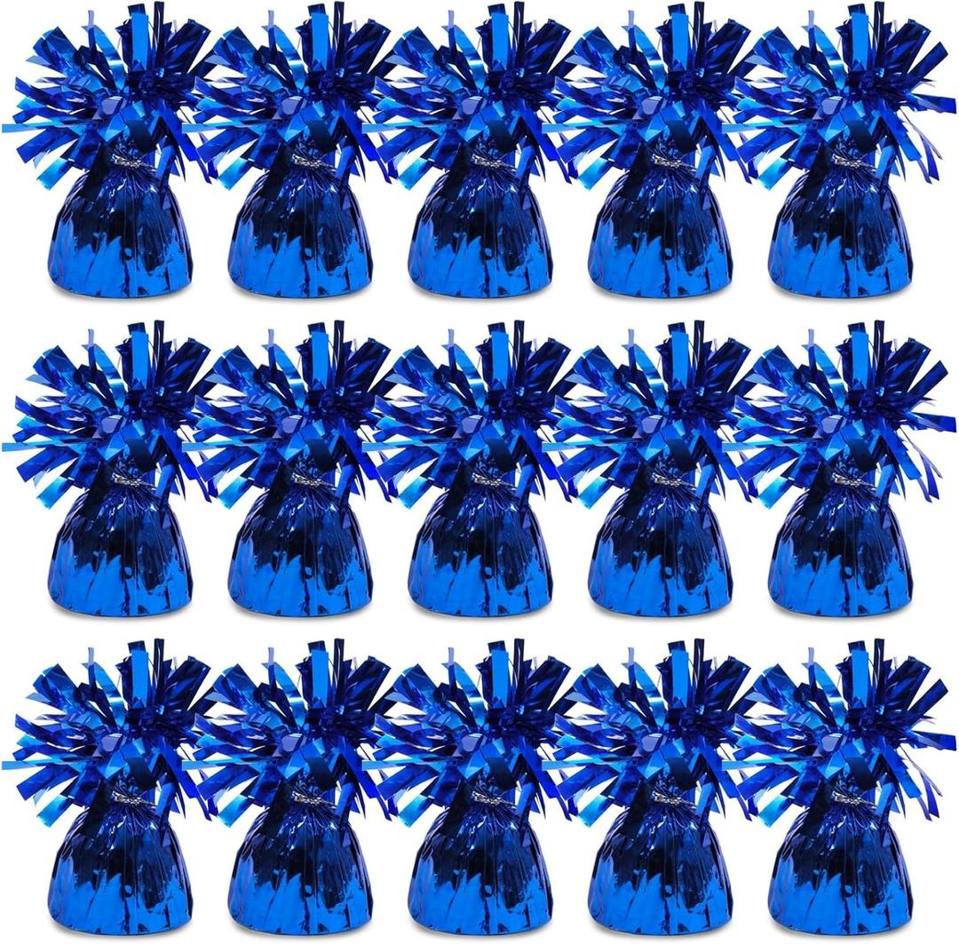 BLUE PANDA Blue Balloon Weights for Table Centerpieces, Birthday Party Decorations (6 oz, 4.5 In), Pack of 15