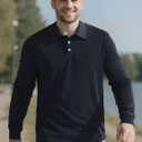 Men's Long Sleeve Polo Shirts for Men, Casual & Work Golf Polo Shirts with Split Hem,Stylish Collared Shirt (XL)