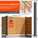 201 Stainless Steel 4FT Privacy Screen Outdoor Fence Post for Wood Slats, Concrete Install Wooden Privacy Fence Panel PostCorner Post Matte Black 2Pack