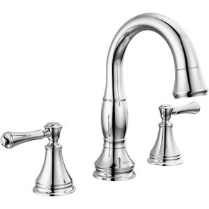 Delta Faucet Cassidy Pull Down Bathroom Faucet, Bathroom Pull Out Faucet, Chrome Widespread Bathroom Faucet 3 Hole with Pull Down Sprayer, Bathroom Sink Faucet Magnetic Docking, Chrome 3597-PD-DST