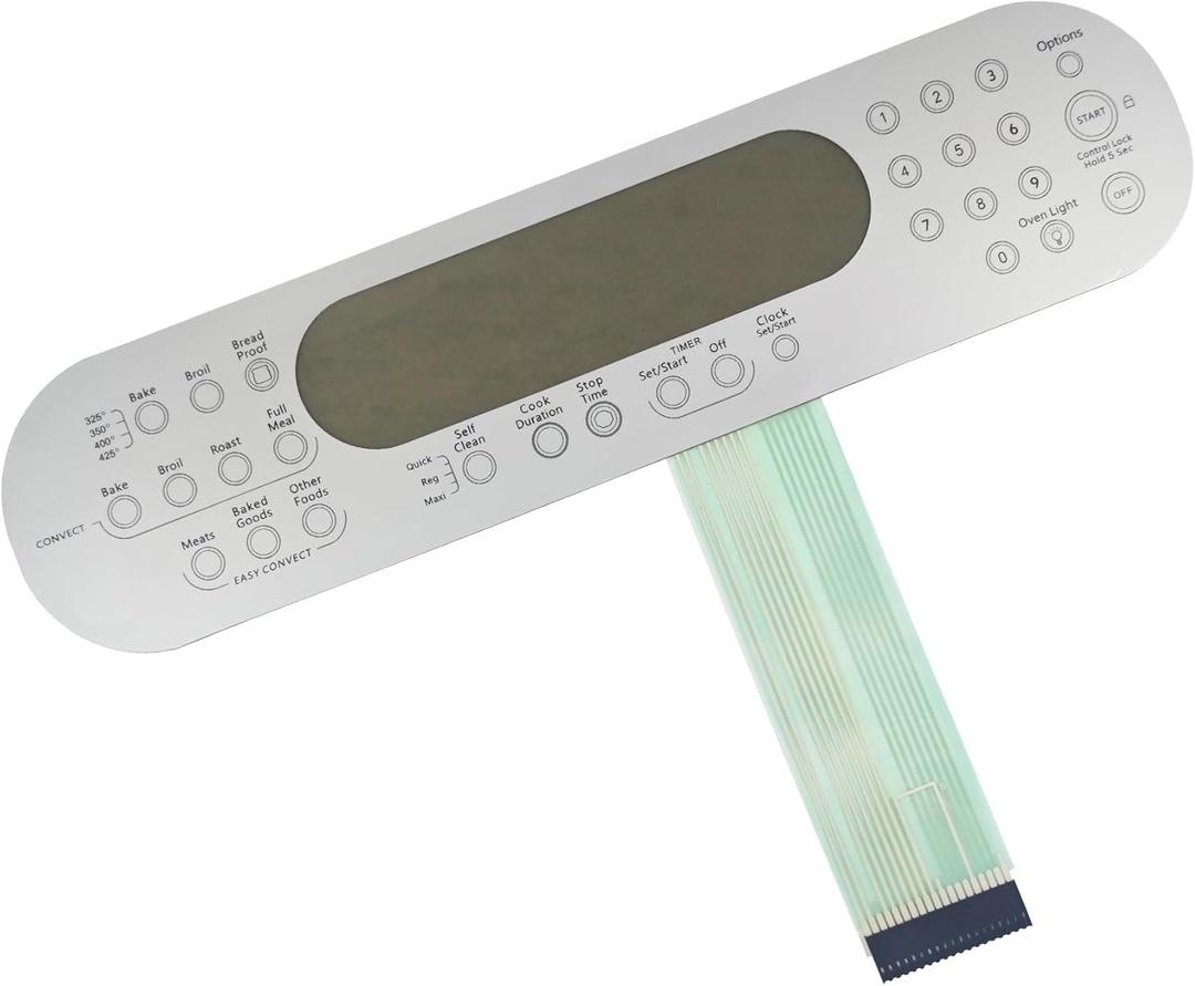 9756559ES Switch Membrane No Metal Plate Compatible with Whirlpool Range Oven Replacement for WP9756559ES AP6013948 1066317 PS11747180