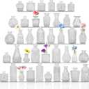 Set of 40 Glass Bud Vases, Small Clear Glass Vases in Bulk, Mini Vintage Embossed Flower Vase for Wedding, Centerpieces, Birthday Party, Home Table Decorations, Baby Shower (Clear)