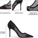 GOSERCE Rhinestone Heels Dressy Women's Stiletto Pointed Toe Pumps Mesh High Heel Pumps Fashion Prom Wedding Evening Party Shoes (Black)