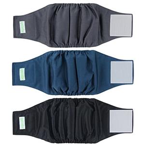 Wegreeco Washable Male Dog Belly Band (Stylish Pattern)- Pack of 3 - Washable Male Dog Belly Wrap, Dog Diapers Male (Black, Charcoal, Navy, X-Small)