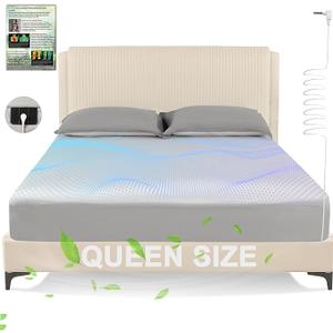 GroundBam Bed Sheets. Grounding Sheets Queen Size, Earth Grounded Fitted Bed Sheet with 10% Pure Silver Fiber + 90% Organic Cotton, for Improved Sleep & Wellness (Gray, Queen - 80"x60"x15