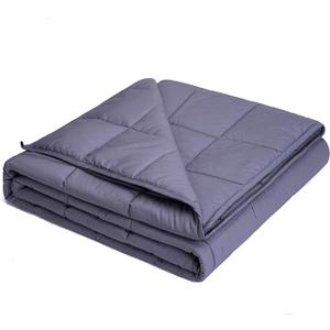 KPBLIS Weighted Blanket 15 lbs 48" x 72" for 130-170 lbs, 7 Layers Heavy Blanket with Cooling Breathable Cotton and Glass Beads, Dark Gray