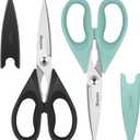 iBayam 2 Pack All Purpose Kitchen Shears Heavy Duty - Stainless Steel Kitchen Scissors With Protective Sheath, Soft Comfort-Grip Handle, Food & Meat Scissors, Home, Kitchen, Dining Utility Gadgets (Black, Aqua Sky)