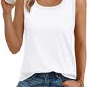 AUTOMET Womens Square Neck Tank Tops Loose Fit 2026 Summer Tops Clothes Fashion (White, S)