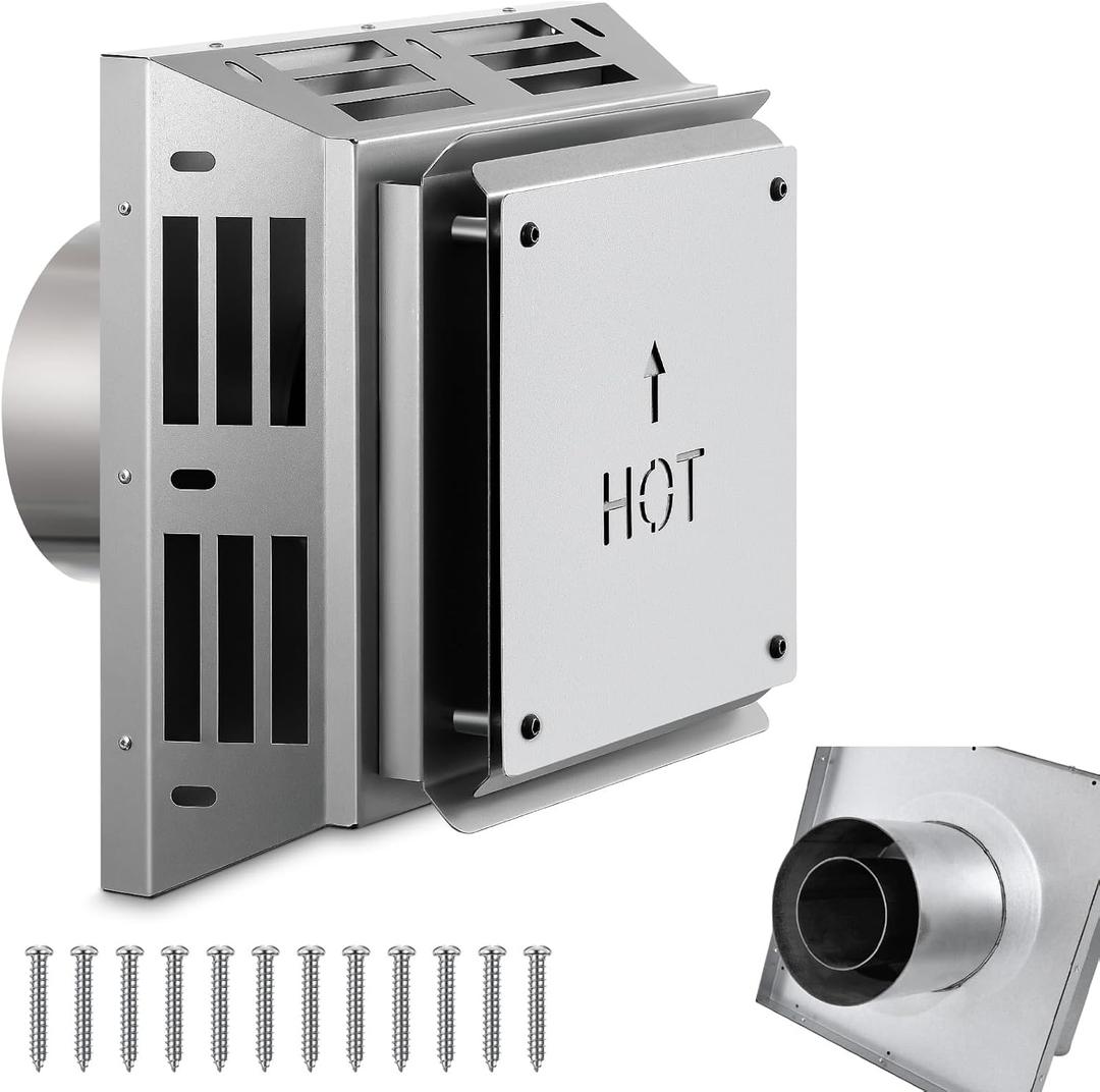 Zonon 4 x 6-5/8 Direct Vent Horizontal Square Termination Cap, Heavy Duty Galvanized Steel Exhaust Cap for Fireplace, Stove Gas and Boiler Venting Weather Resistant