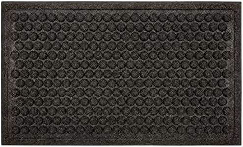 Mohawk Home Entryway Door Mat 3' x 4' All Weather Doormat Outdoor Non Slip Recycled Rubber, Dark Brown Circles, Black