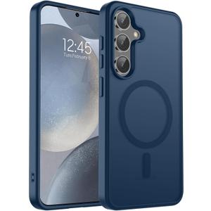 SUPFINE Magnetic for Samsung Galaxy S24 Case / S25 Case (Compatible with MagSafe) (Military Grade Drop Protection) Slim Translucent Shockproof Phone Case,Sapphire Blue