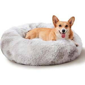 WESTERN HOME WH Calming Dog & Cat Bed, Anti-Anxiety Donut Cuddler Warming Cozy Soft Round Bed, Fluffy Faux Fur Plush Cushion Bed (20.0"L x 20.0"W x 8.0"Th)