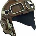 TRABEATOGA Replicate Fighter Pilot Helmet Miniature Model Figurine Decorative Metal Sculpture Handmade Vintage Style Aviator Hat Art Object Collectible Model Decor