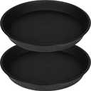 2 Pack of 14 inch Plant Saucer, Heavy Duty Round Plant Trays for Pots, Plastic Plant Water Tray, Flower Plant Saucers for Indoors, Pot Drip Trays for Planter 12-14" (14", Black)