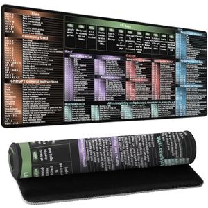 Excel Cheat Sheet Desk Pad 31.5x11.8 Inch Excel Shortcut Keys Mouse Pad Extra Large XL Office Desk Accessories Desk mat Non-Slip&Waterproof Stitched Edges Table Mouse Mat for Computer Mac PC Laptop