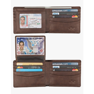Wallet for Men-Genuine Leather RFID Blocking Bifold Stylish Wallet With 2 ID Window