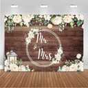 7x5 ft Mr & Mrs Backdrop White Rose Floral Wooded Wall Photography Backdrop Couples Wedding Bride Groom Engaged Ceremony Anniversary Bridal Shower Photo Background Studio Props Vinyl