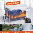 Outdoor Heated Cat House for Outside Cats Winter, 25'' Exceptional Thermal and Weatherproof, Outdoor Feral Cat Shelter with Waterproof Eaves & Magnetic Escape Door for Feral Barn Cat Kitty (Dark blue)