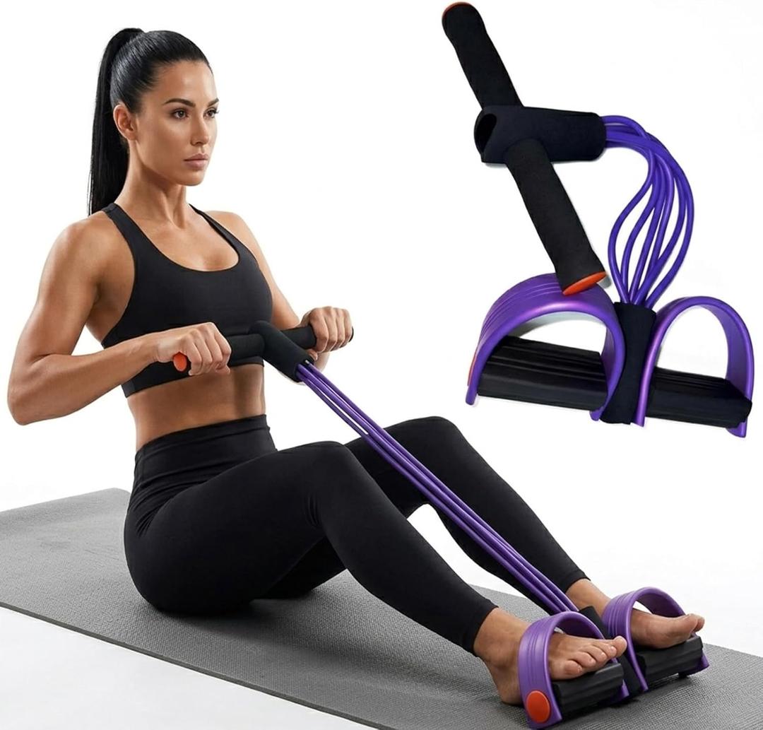 Pedal Resistance Band with Handle, Upgraded 6-Tube Pedal Puller Resistance Band, Natural Latex Exercise Bands for Full Body Workout, Tummy, Waist, Arm, Leg Slimming, Pilates Exercise