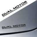 YHCDSEA Dual Motor Badge Emblem Sticker Plaid Decor Compatible for Tesla Model 3 Y X S Accessories (Matt Black-Black Line)