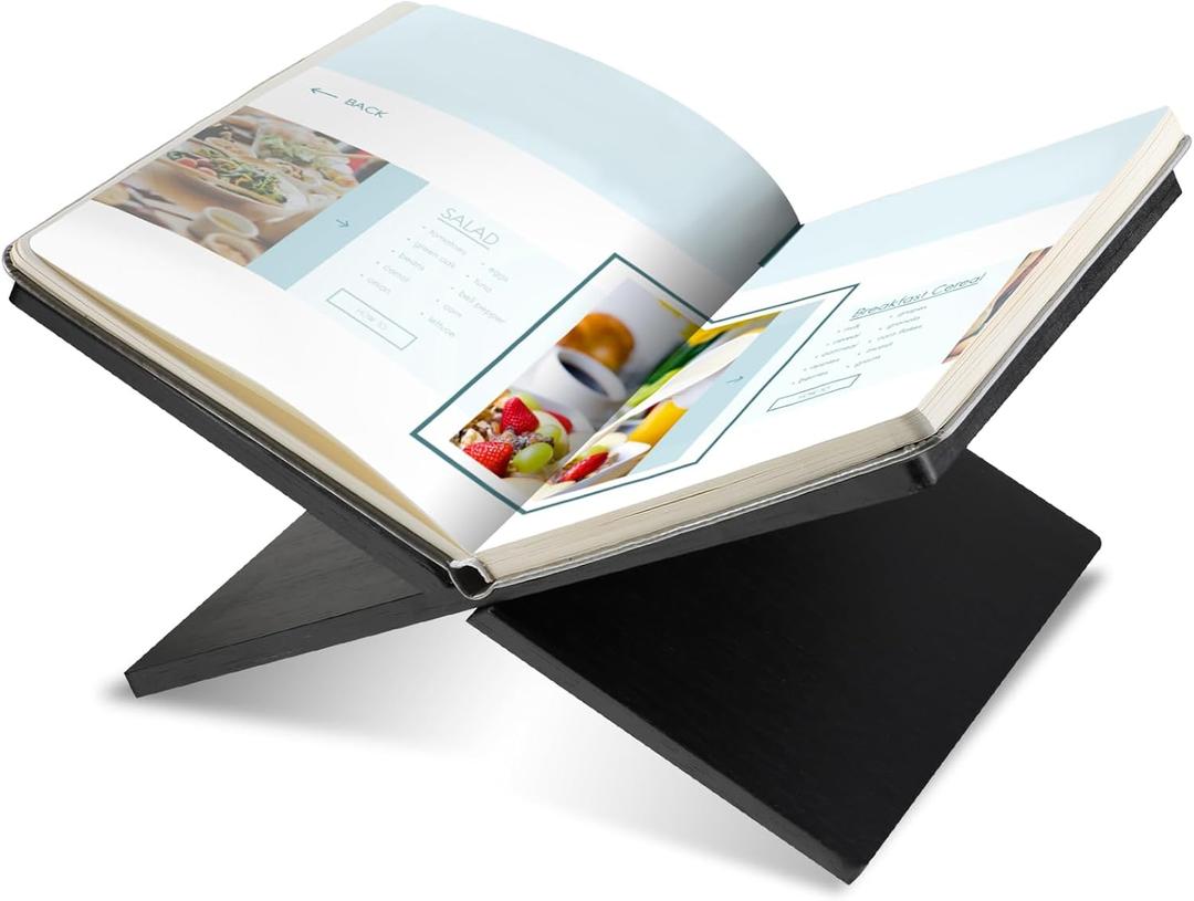 Geetery Book Stand Book Holder for Display Reading Textbook Holder Open Display Stand for Open and Closed, Cookbook, Magazines, Textbooks, Recipe(Black)