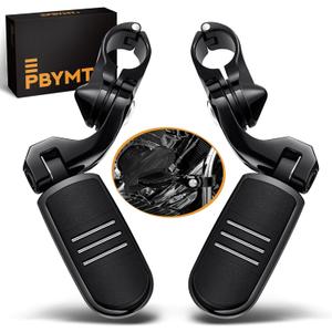 PBYMT Highway Pegs Long Angled 304 Stainless Steel, Highway Footpegs Footrest Fit For 1''&1.25''(25/32mm) Crash Bars Compatible with Harley Davidson Touring Black