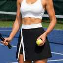 Avanova Women Color Block Tennis Skirt with Pockets Side Slit Athletic Golf Skorts for Running Workout Sports Black X-Large