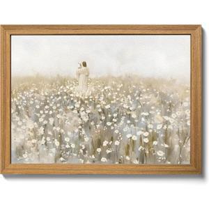 3D Textured Jesus Leaves the 99 Sheep Wall Art, Christian Jesus Holding the Lamb Decor Painting, Scripture Religion Artwork Pictures for Church Prayer Room Living Room Bedroom 12x16 Inch Framed