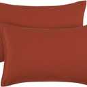 PiccoCasa Zippered Pillowcases, 100% Brushed Microfiber Polyester Pillow Case Cover, Pillow Cases Set of 2, Soft and Comfortable Standard(20"x26") Rust Color