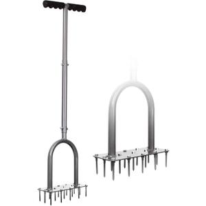 Walensee Lawn Aerator Spike Metal Manual Dethatching Soil Aerating Lawn with 15 Iron Spikes, Pre-Assembled Grass Aerator Tools for Yard, Lawn Aeration, Garden Tool, Revives Lawn Health, Patented