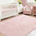FROZZUR Boho Pink Area Rug 5x7 Soft Washable Vintage Rug with Non-Slip Backing for Living Room, Bedroom & Nursery, Cozy Home Decor