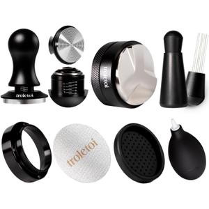 7 PCS Espresso Accessories Kit: 51mm Espresso Tamper, Coffee Distributor, Puck Screen, Dosing Funnel and WDT Tool, Premium Espresso Tool Set Fits Delonghi 51mm Machines and Portafilter