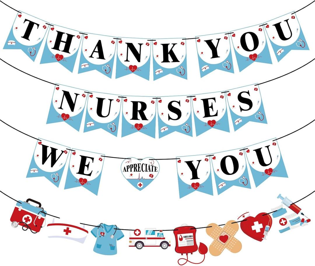 Happy Nurses Week Banner Thank You We Appreciate You Party Decorations Nursing Week Gifts Happy Doctors Day Banner Decorations for Nurses Home Office School Hospital Deco