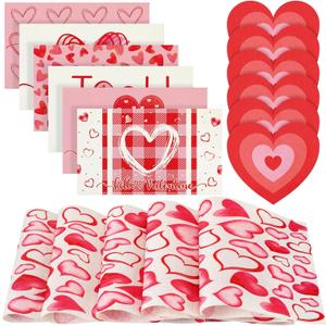 Xuhal 13 Pcs Valentine's Day Heart Boho Placemats and Table Runner Set 6 Sets Table Mats 11.8 x 78.7 Farmhouse Runner for Dining Kitchen(Heart Style)