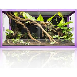 REPTI ZOO 120 Gallon Reptile Terrarium, 4x2x2 ft Light Weight Reptile Enclosure, Colored Reptiles Tank with Tempered Glass Door, Large Aluminum Habitat for Bearded Dragon, Snake, Lizard, Gecko-Purple