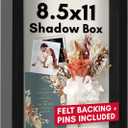 Americanflat 8.5x11 Shadow Box Frame with Shatter-Resistant Glass - Silhouette Collection - Large Shadow Box Display Case for Tabletop and Wall Display - Black with Soft Felt Back