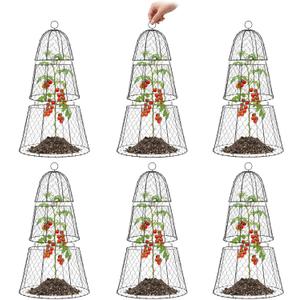 SPECILITE Garden Cloches for Plants with 3 Split Design, Rustproof Chicken Wire Cloches, Plant Protectors from Animals, Sturdy Plant Cage with Ground Stake for Garden, Farm, 14"14"20", 6 Pack