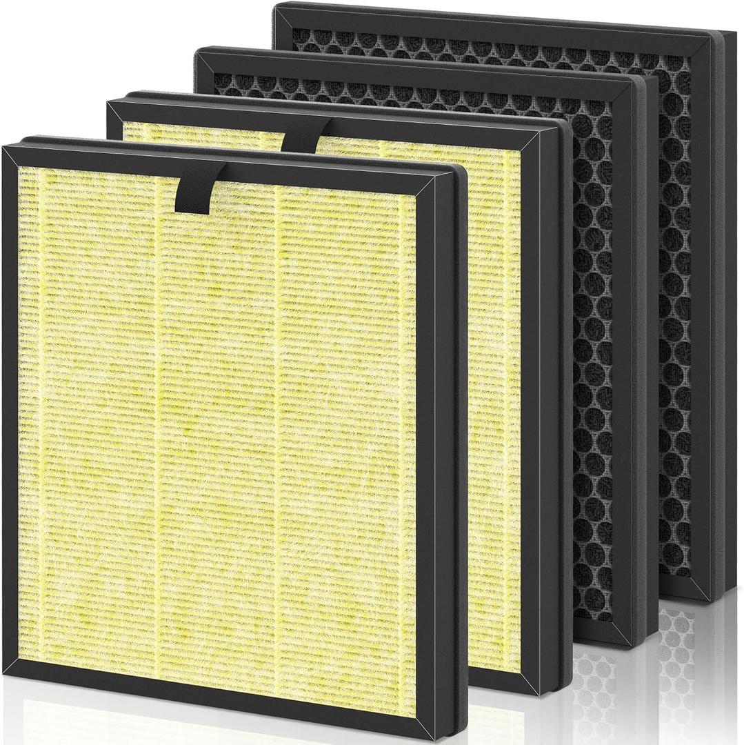 AP303 AP304 Replacement Filters, Compatible with DAYETTE FRESHDEW Air Purifier AP303/AP304, H14 HEPA Filter with Activated Carbon, 4 Pack (Pet Filter)