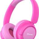 iClever BTH22 Kids Bluetooth Headphones, 60H Play Time, USB C Fast Charging, Bluetooth 5.4, AUX Cord,Safe Volume 74/85 dBA,Over Ear Kids Headphones Wireless for iPad/Tablet/Travel/School, Bright Pink