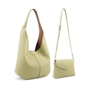 HKCLUF Hobo Bags Purses for Women 2PCS/Set,Soft Vegan Leather Slouchy Shoulder Hobo Handbags with Small Crossbody Bags for Women (pink)