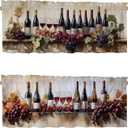Rustic Red Wine Kitchen Curtains Set of 2 Watercolor Painting Wine Bottle Decoration Window Valances Curtains Drapes for Kitchen Bedroom Window Treatment Valances 54x18in