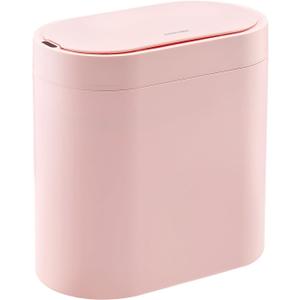 SYNCVIBE Bathroom Trash Can with Lid 2 Gallon Slim Motion Sensor Garbage Can Narrow Automatic Plastic Trash Bin for Bedroom, Living Room, Toilet, Office (Pink)