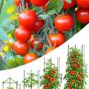 Growsun 51 inch Tomato Cage Heavy-Duty Plant Support Cucumber & Vine Vegetables Adjustable Green Metal Garden Trellis for Climbing Plants, Indoor & Outdoor Use, 6 Pack