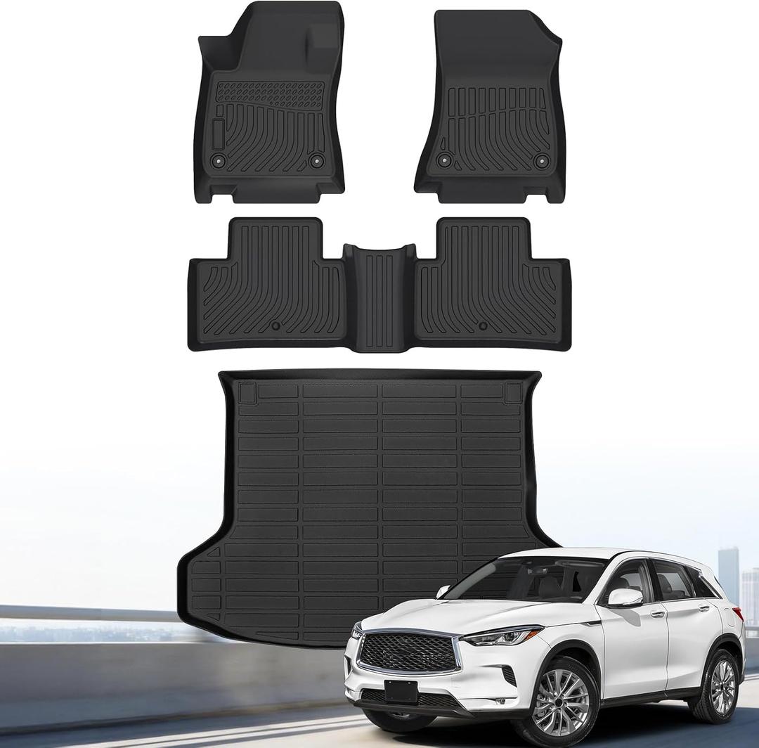 Floor mats for 2019-2025 Infiniti QX50 & 2022-2025 QX55, Custom Fit All Weather TPE Floor Liners for QX50 QX55 Anti-Slip & Durable Full Mats Set Liners for Infiniti Accessories