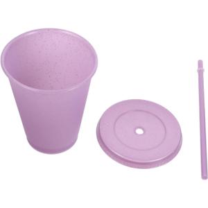 Cabilock 16oz Plastic Children Straw Cup High Performance Straw Bottle for Yogurt Milk Juice Easy to Clean Purple (12X10.2CM)