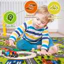 STARUIA Kids Carpet Playmat Rug, 60" x 32"Ultra Non-Slip Car Rug Play Mat Learn and Have Fun Educational City Road Car Carpet for Kids, Washable Car Kid Rugs for Bedroom Boys Room Playroom Nursery
