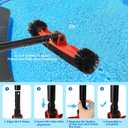 Pool Brush Head, Pool Cleaning Brush with Durable Around Nylon Bristles, EZ Clip Aluminum Handle- Clean Swimming Pool Walls, Steps & Corners Faster Heavy Duty Scrub Brush with