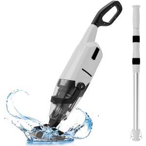 Cordless Pool Vacuum Cleaner for Above Ground Pool & In Ground Rechargeable Pool Vacuum Cleaner - 90 Mins Runtime, with 69" Telescopic Pole, Spa Vacuum for Hot Tub- Fast 3H Charge (Grey)